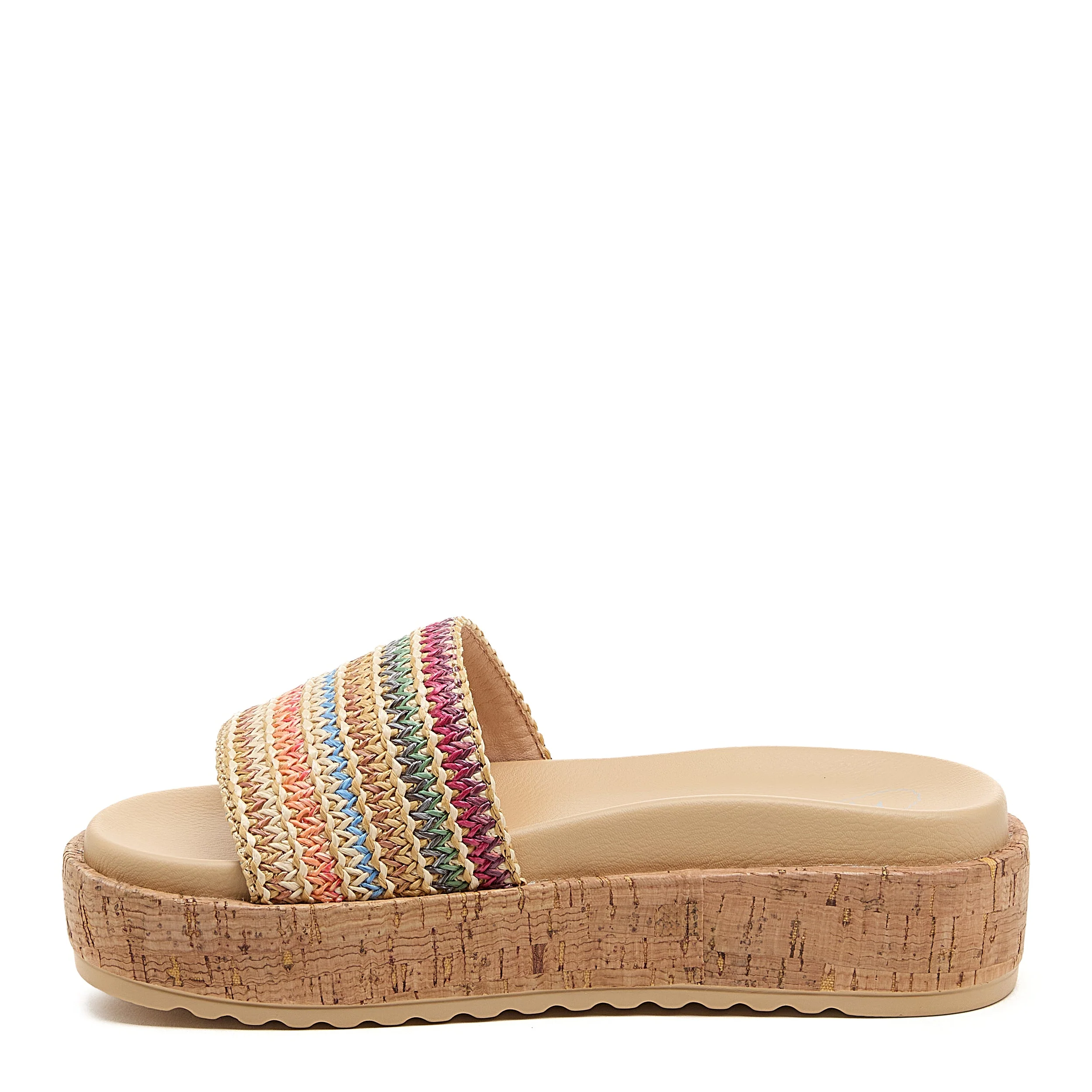 Faye Multi Stripe Raffia Platform Sandals - Image 3