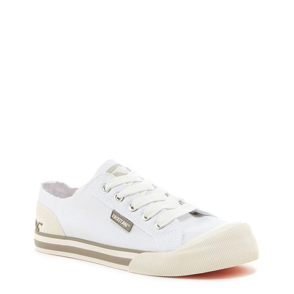 Jazzin White Canvas Trainers - Image 5
