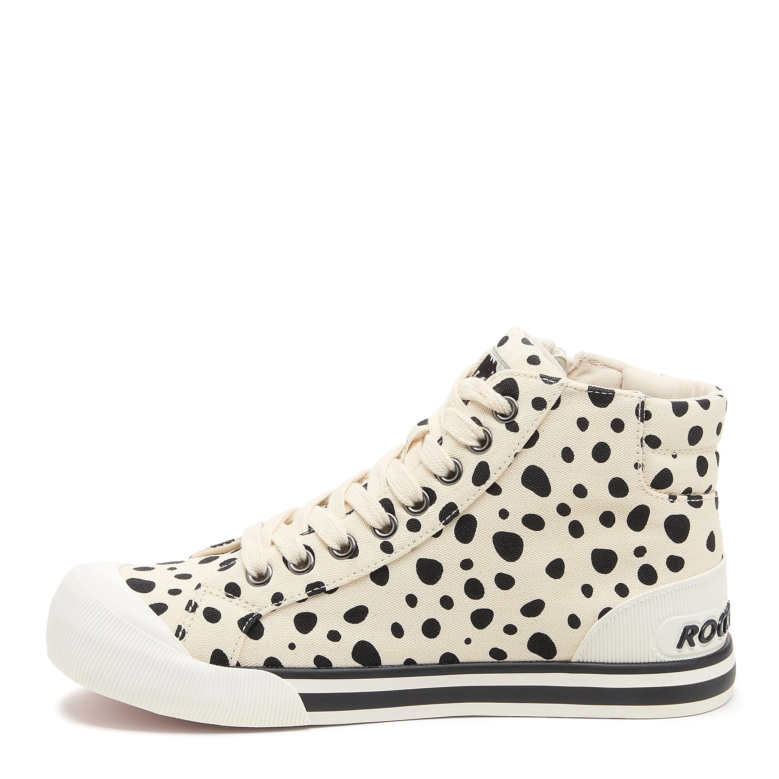 Jazzin Off White Spotty High-top Trainers - Image 3